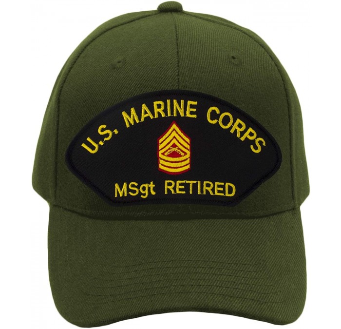 Baseball Caps USMC Master Sergeant Retired Hat/Ballcap (Black) Adjustable One Size Fits Most - Olive Green - CX18OG8KZAG $21.55