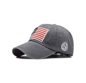 Baseball Caps Washed Low Profile American-Flag Baseball Cap Men Women - Grey - CU18Y6KSDNT $13.12