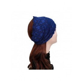 Headbands Stretch Headbands for Women Lace Headcovering for Women Lace Headwrap (Floral-Navy) - Floral-Navy - C618YLMYXWN $10.26