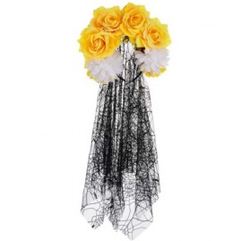 Headbands Day of The Dead Headband Costume Rose Flower Crown Mexican Headpiece BC40 - Veil Yellow - CM18Y68ALLK $12.10