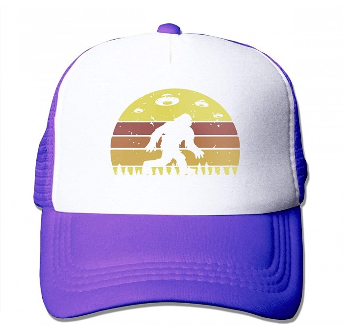 Baseball Caps Bigfoot Retro Alien Invasion UFO Adult Trucker Baseball Mesh Cap Adjustable Hat for Men Women - Purple - C918MG...