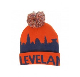 Skullies & Beanies Cleveland Adult Size Winter Knit Beanie Hats - Red/Navy Skyline - CO186UK2ZE9 $13.66