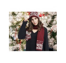 Skullies & Beanies Christmas Pom Pom Beanie Winter Warm Knit Cap Skully-Scarf & Hat Set - Dark Red - CM186HNT7OA $23.27