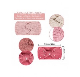 Cold Weather Headbands Headbands Warmers Elastic Scrunchies - Pink - C918AOQZXUY $8.08