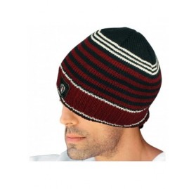 Skullies & Beanies Acrylic Men's Fashion Classic Colorful Stripes Cap Hat Scarf Set - Fba - Red - CR11585FK8V $36.98