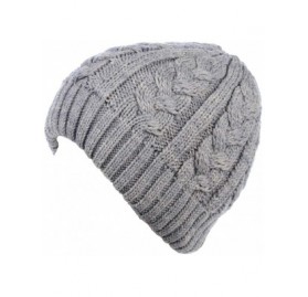 Skullies & Beanies Womens Winter Knit Plush Fleece Lined Beanie Ski Hat Sk Skullie Various Styles - Cable Gray - C418UXTWN53 ...