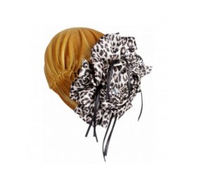 Skullies & Beanies Womens Removable Bowknot Hijab Turban Dual Purpose Cap - Leopard Gold - C118DI9ONMY $15.53