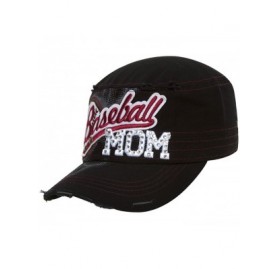 Newsboy Caps Sports Mom Distressed Adjustable Cadet Cap - Baseball Mom - CV11MU4USN5 $11.98