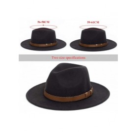 Fedoras Women Men Wide Brim Fedora hat Wool Pork Pie Flat Top Hat Vintage Felt hat Gambler Hat - Gray - CT18Q8X3EHU $26.22