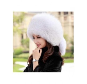 Skullies & Beanies Real Fur Hats for Women Winter Russian Fox Fur Hat Fluffy Fuzzy Furry Tail Outdoor Cold Weather - White - ...