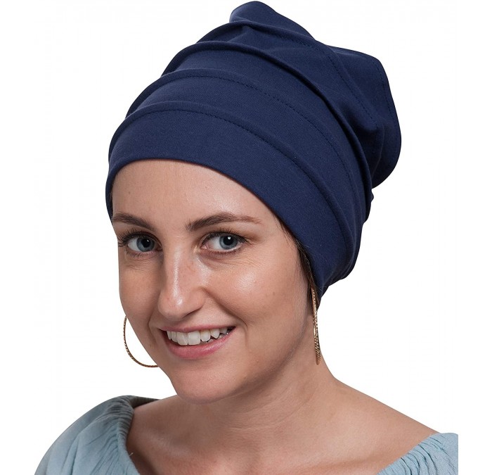 Skullies & Beanies Chemo Cap Women's Slouchy Beanie Headwear - Soft Elastic Inner Headband - Royal Blue - CM193CK34QM $35.07