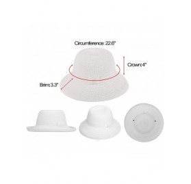 Sun Hats Women's Lightweight Packable Bucket Straw Sun Hat with Decorative Ribbon - White - CX18CCLXIGZ $17.15