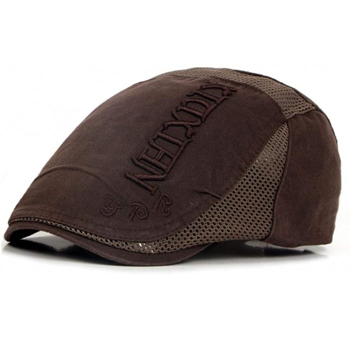 Newsboy Caps Mens Summer Mesh Flat Ivy Newsboy Cabbie Gatsby Painter Golf Hat Cap - 345coffee - CC18QN0U45I $26.66