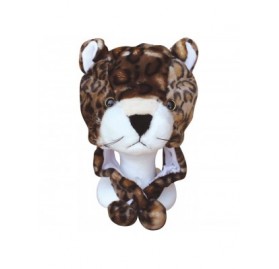 Skullies & Beanies Plush Faux Fur Animal Critter Hat Cap - Soft Warm Winter Headwear (Wolf) - Short Leopard - CR11QQCYUD1 $10.23