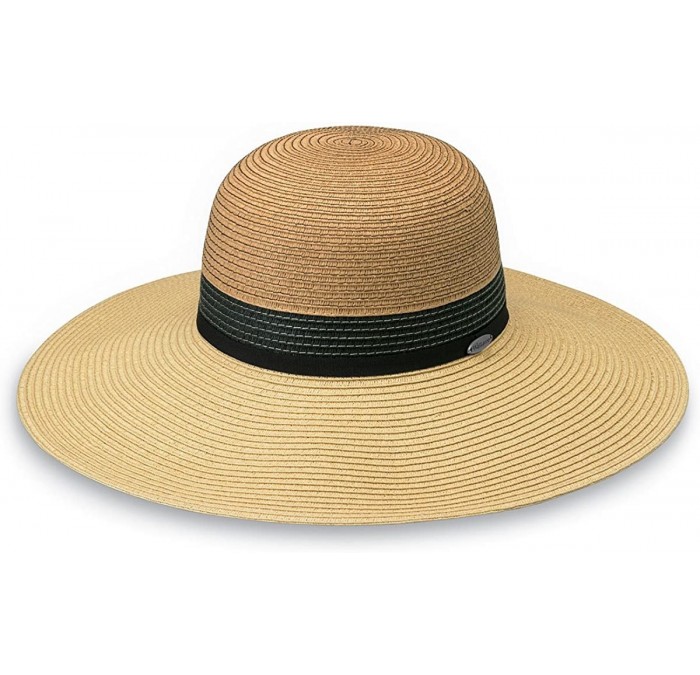 Sun Hats Women's St. Tropez Sun Hat - UPF 50+- Broad Brim- Elegant Tri-Tone Style- Designed in Australia - Natural - CT120GZD...