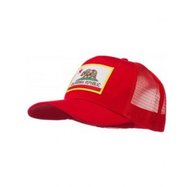 Baseball Caps California State Flag Patched Twill Mesh Cap - Red - CJ11QLM92A1 $13.27