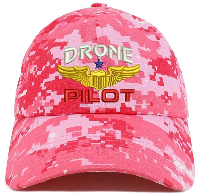 Baseball Caps Drone Pilot Aviation Wing Embroidered Soft Crown 100% Brushed Cotton Cap - Pink Digital Camo - CC18TTDAED7 $21.35