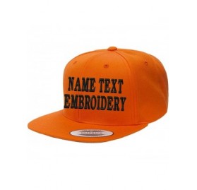 Baseball Caps Yupoong Snapback Hat Custom Flat Embroidery Cap Personalized Name Text Flat Bill Wool - Orange - CS180KGUZ0Q $2...