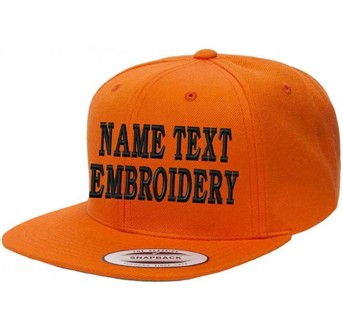 Baseball Caps Yupoong Snapback Hat Custom Flat Embroidery Cap Personalized Name Text Flat Bill Wool - Orange - CS180KGUZ0Q $2...