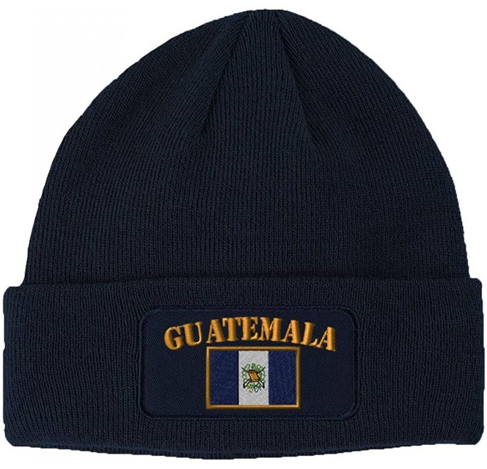Skullies & Beanies Patch Beanie for Men & Women Guatemala Flag Embroidery Skull Cap Hats 1 Size - Navy - CI186HEWOQL $34.84