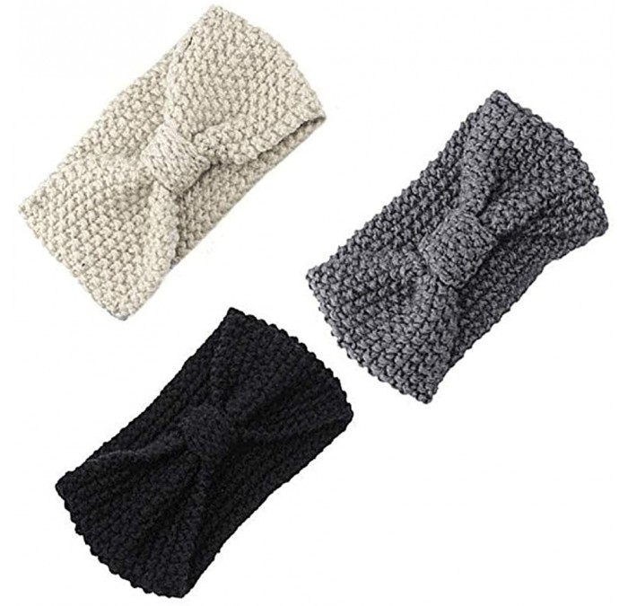 Skullies & Beanies 3pcs Womens Winter Knitted Headband Elastic Crochet Ear Warmers Hair Band Ear Muffs - B - CR18M2LETYW $21.00