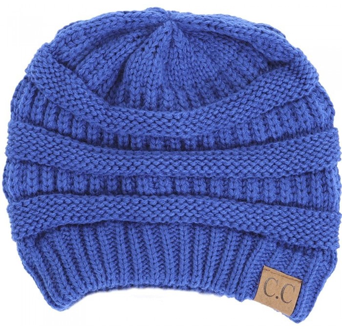 Skullies & Beanies Warm Soft Cable Knit Skull Cap Slouchy Beanie Winter Hat (Royal Blue) - C712NYAU5TD $8.42