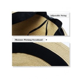 Fedoras Fedora Straw Fashion Sun Hat Packable Summer Panama Beach Hat Men Women 56-62CM - 89600_black - C118TTTSGIK $17.46