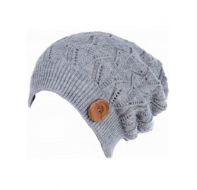 Skullies & Beanies Winter Womens Fashion Bun Ponytail Fleece Lined Slouchy Knit Beanie Hat - Heather Gray - C11860YI3QA $11.88
