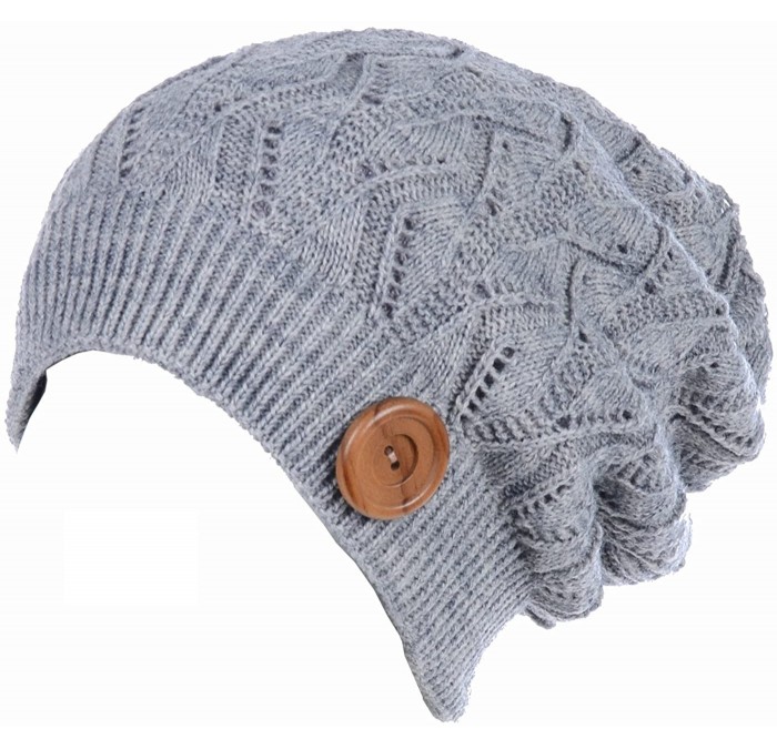 Skullies & Beanies Winter Womens Fashion Bun Ponytail Fleece Lined Slouchy Knit Beanie Hat - Heather Gray - C11860YI3QA $27.09