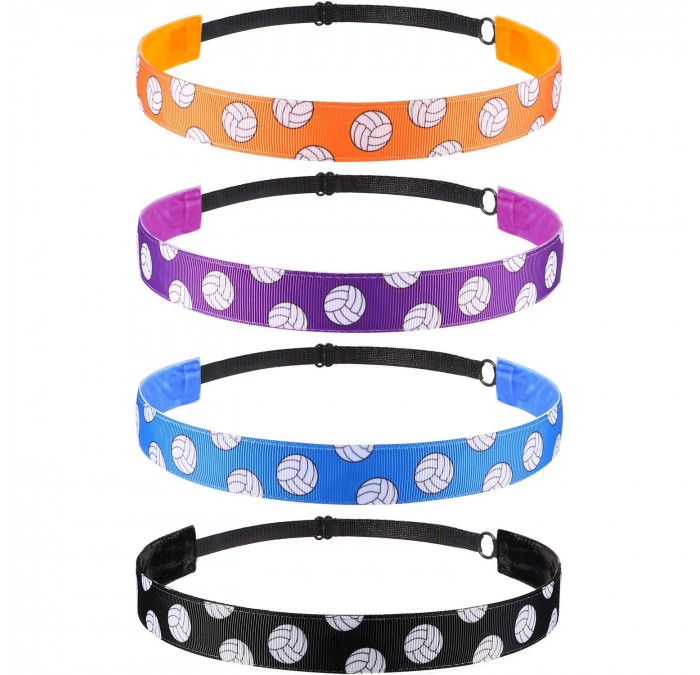 Headbands 4 Pack Girls Volleyball Headbands No Slip Adjustable Hairband for Sport Activity (Color A) - CY18XMQESYC $22.69