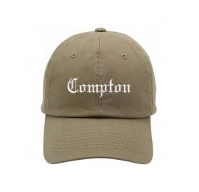 Baseball Caps Compton Text Embroidered Low Profile Soft Crown Unisex Baseball Dad Hat - Vc300_khaki - C118SCD7S53 $12.12