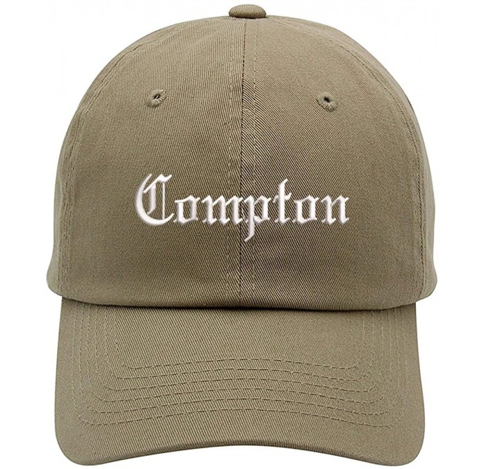 Baseball Caps Compton Text Embroidered Low Profile Soft Crown Unisex Baseball Dad Hat - Vc300_khaki - C118SCD7S53 $12.12