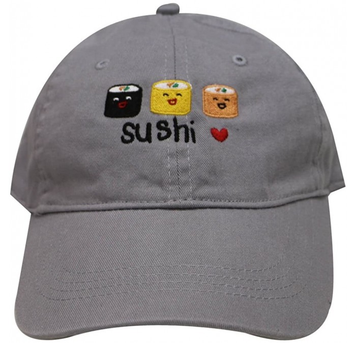 Baseball Caps Sushi Love Cotton Baseball Dad Caps - Light Grey - CL17WXD0SIN $26.73