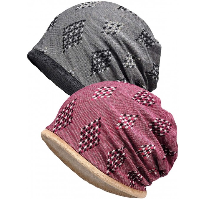 Skullies & Beanies Women's Baggy Slouchy Beanie Chemo Hat Cap Scarf - 2 Pack-velvet-c - CB18L79U38T $14.14