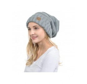 Skullies & Beanies Hat-100 Oversized Baggy Slouch Thick Warm Cap Hat Skully Cable Knit Beanie - Natural Grey - CS18XKMXNNC $7.92