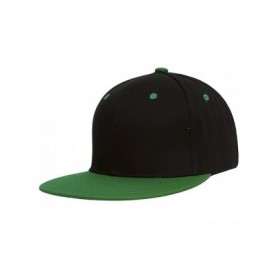 Baseball Caps Cotton Two-Tone Flat Bill Snapback - Black/Green - CY11MQPYT29 $20.68