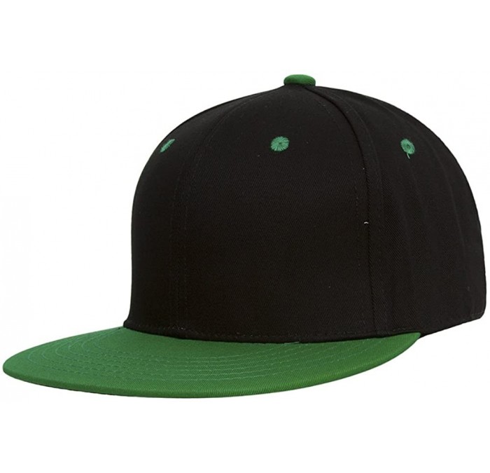 Baseball Caps Cotton Two-Tone Flat Bill Snapback - Black/Green - CY11MQPYT29 $20.68