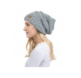 Skullies & Beanies Hat-100 Oversized Baggy Slouch Thick Warm Cap Hat Skully Cable Knit Beanie - Natural Grey - CS18XKMXNNC $7.92
