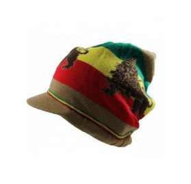 Skullies & Beanies Lion Dread Knit Beanie Visor - Khaki/Rasta - C511ZEIZ74T $16.51