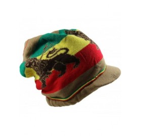 Skullies & Beanies Lion Dread Knit Beanie Visor - Khaki/Rasta - C511ZEIZ74T $16.51