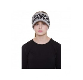 Skullies & Beanies Women's Warm Soft Winter Leopard Detailed Ponytail Beanie Knit Hat Skull Cap - Gray - CA18AUTESN0 $8.16