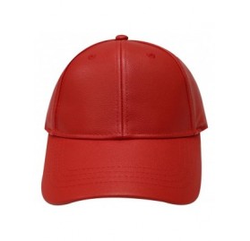 Baseball Caps Lc100 Plain Leather Cap - Red - C011C6KWYJT $14.86