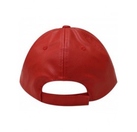 Baseball Caps Lc100 Plain Leather Cap - Red - C011C6KWYJT $14.86