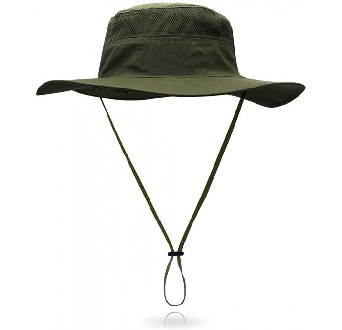 Sun Hats Outdoor Sun Hat Quick-Dry Breathable Mesh Hat Camping Cap - Army Green - CL18W669GGA $17.28