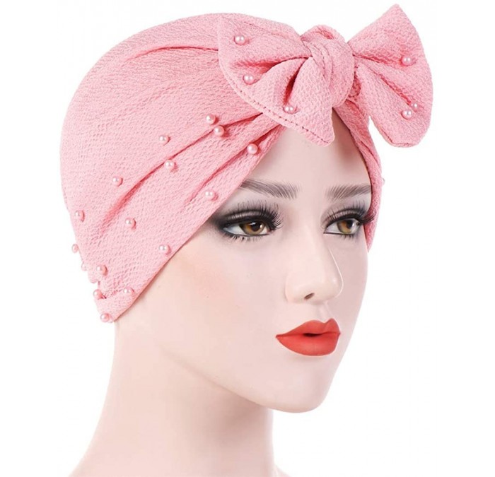 Skullies & Beanies Womens Bowknot Turban Headwear Puggaree - Pink5 - C718H04ZX0G $26.12