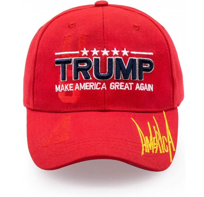Baseball Caps Make America Great Again Trump Slogan USA Flag Cap 3D Signature Adjustable Baseball Hat - Red - C618WKMLH6R $10.76