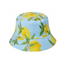 Bucket Hats Unisex Cute Print Bucket Hat Summer Fisherman Cap - Blue Lemon - C618ZH87TXZ $25.19