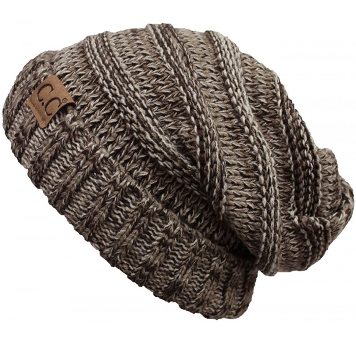 Skullies & Beanies Trendy Warm Oversized Chunky Soft Oversized Cable Knit Slouchy Beanie - Brown - C6127K3M3BP $13.66