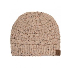 Skullies & Beanies Unisex Confetti Ribbed Cable Knit Thick Soft Warm Winter Beanie Hat - Latte - CM18QLEIKW0 $26.18