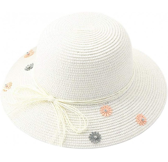 Sun Hats Cute Girls Sunhat Straw Hat Tea Party Hat Set with Purse - Daisy-white - CT193TN3TO5 $29.92